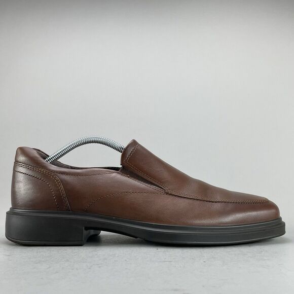 ECCO Helinski 2 Mens EU 44 US 10-10.5 Slip-on Brown Leather Dress Shoe Apron Toe - Picture 7 of 10
